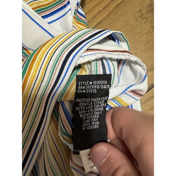 IZ Byer Stripe Top Blouse Tie in Back Size Small Polyester Office Party Teacher - Picture 8 of 10